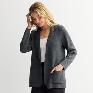 J. Crew Gray Knit Cardigan with Front Pockets